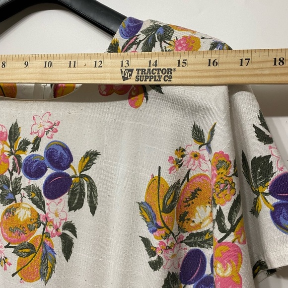 Day Dress VTG Hand Made Momcore Short Sleeve Midi Fruit Floral Pleat M Cottage - Picture 7 of 12